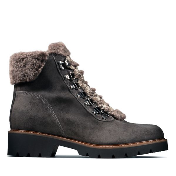 Clarks Womens Velma Hiker Ankle Boots Dark Grey | CA-4193657